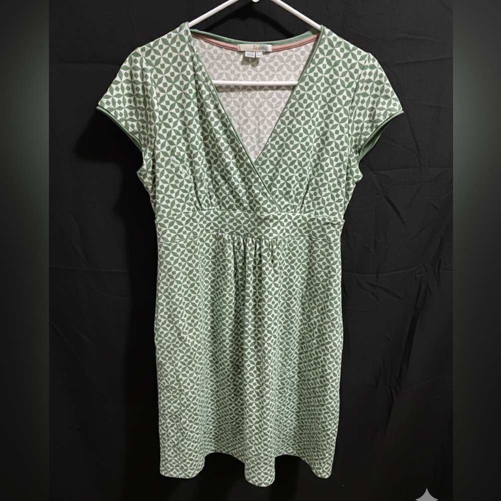 Boden 6P Green Geometric Pattern Dress